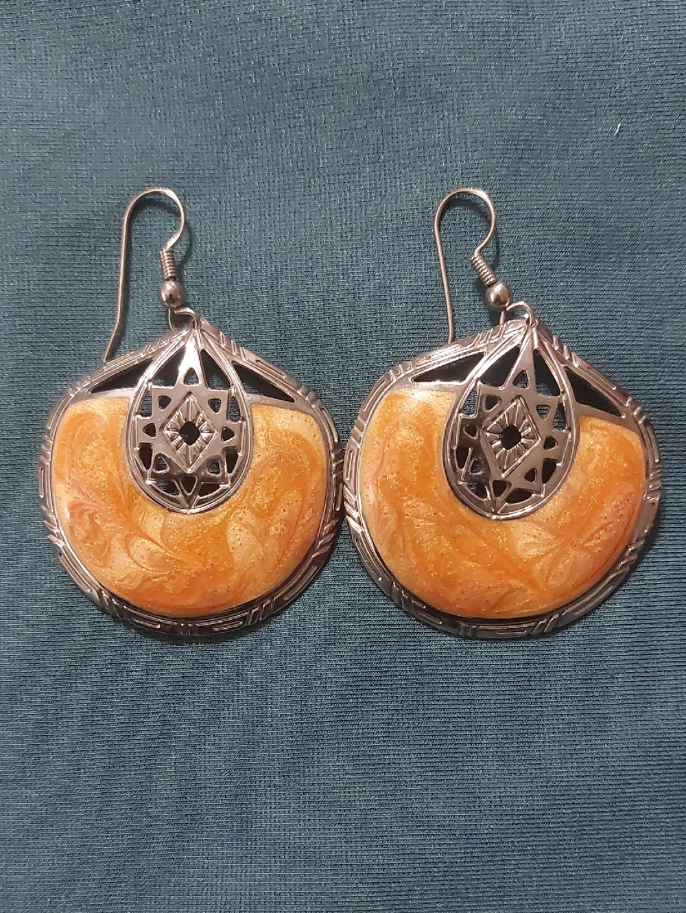 Silver-Tone Edgar Berebi Orange  Drop Earrings - Elegant Women's Jewelry